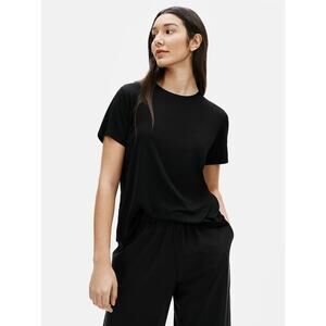 Eileen Fisher Stretch Silk Jersey Crew Neck Tee Medium Basic Tee